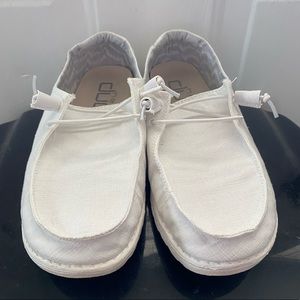 Womens white Hey Dude Shoes